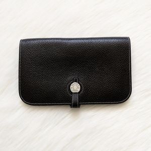 Hermes Dogon Black Leather Wallet